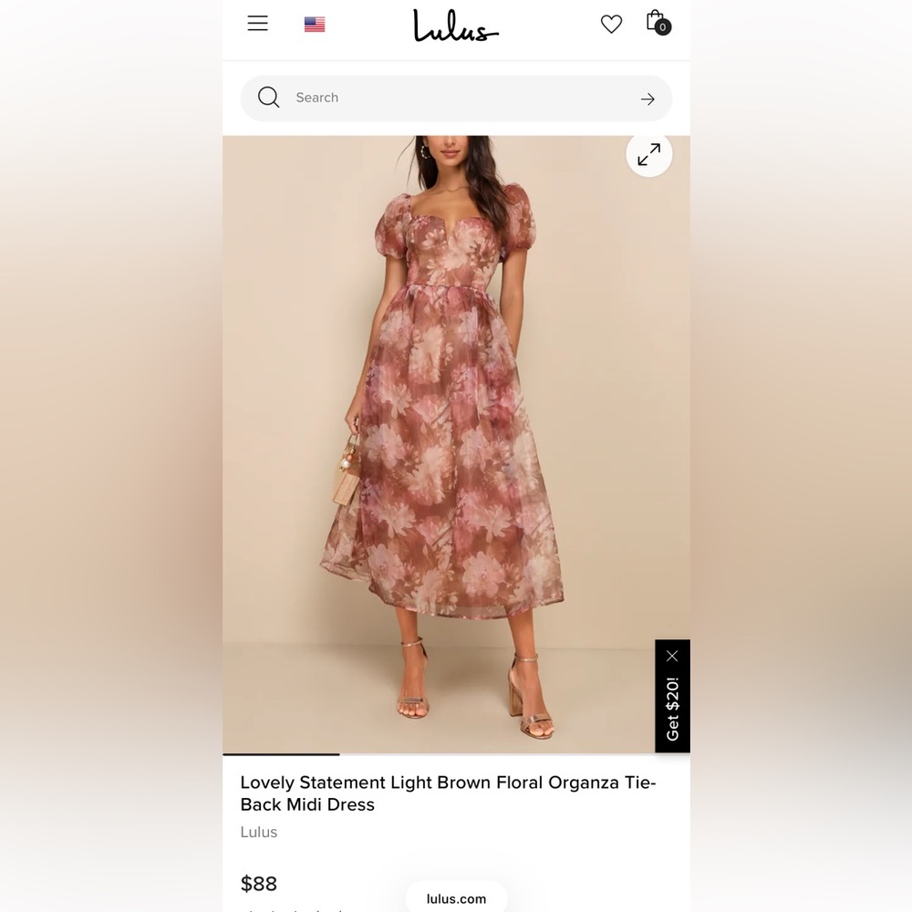 Lulu's Rose and Brown Floral Midi Dress